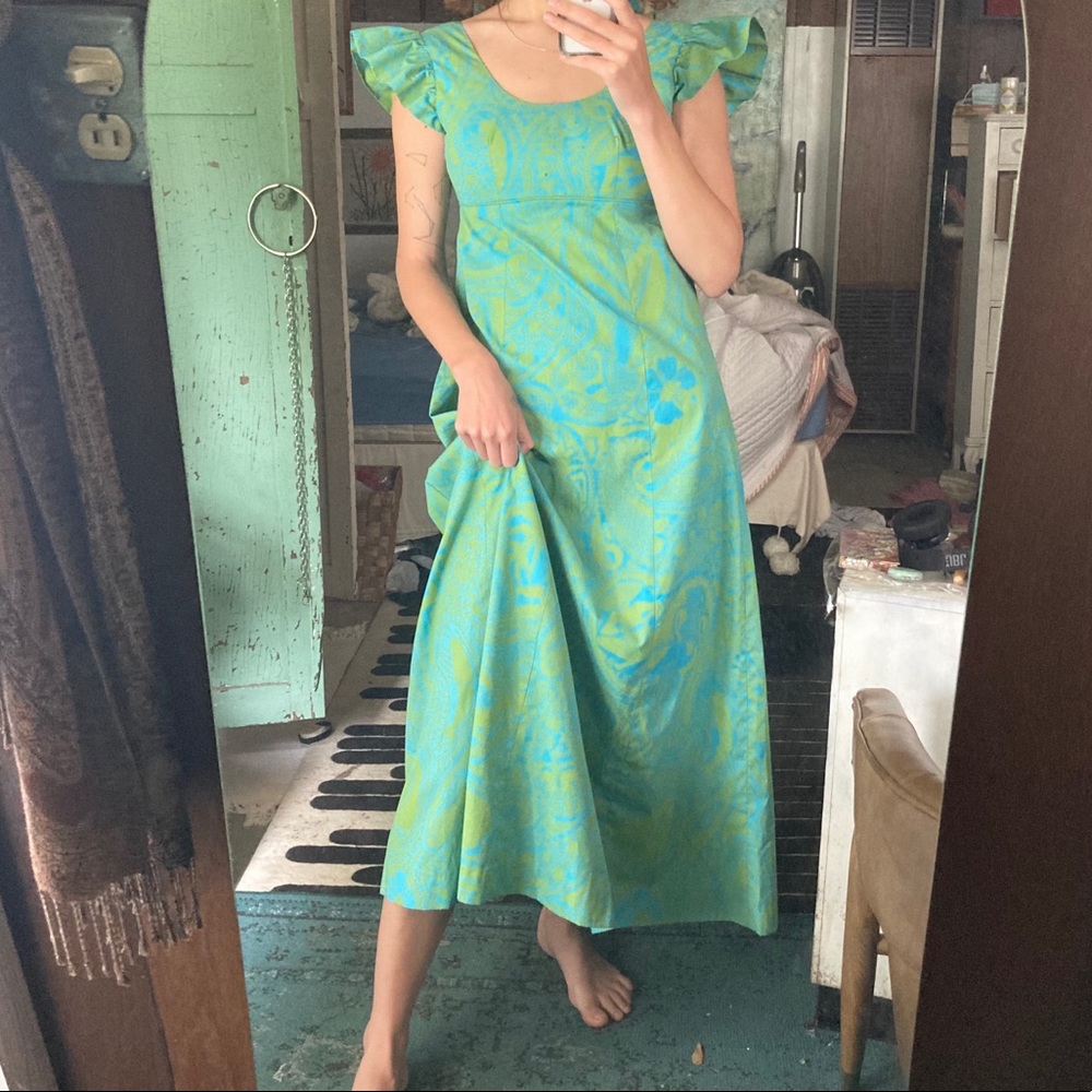 vintage 1960s empire waist maxi dress